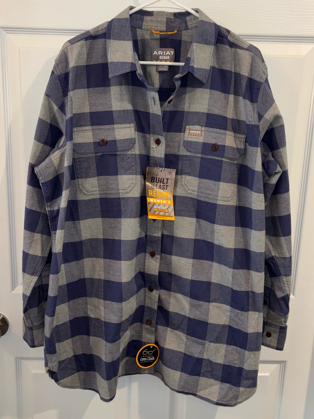 Ariat Rebar Classic Work Shirt Womens Sz XXL LS Flannel Durastretch Blue NWT